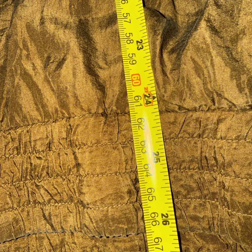 Abvien Women's 100% Silk Fringe Jacket Vintage Large Mustard‎ Brown Button Up